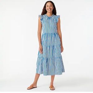 Jcrew cotton dobby dress in cape stripe xxsp. NWT